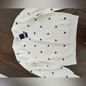 Lucky Brand Embroidered Navy Heart Sweater